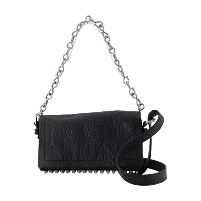 ALEXANDER WANG RICCO CRUSHED SLIM SHOULDER BAG - LEATHER - BLACK