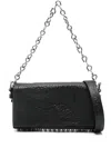 Alexander Wang Medium Ricco Crushed Leather Shoulder Bag In Black