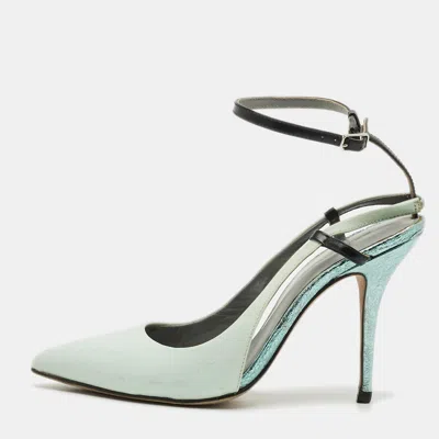 Pre-owned Alexander Wang Rina Size 36 Blue Leather Slingback Pumps