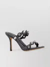 Alexander Wang Riot Mules Leather Studs Open Toe Textured Fabric