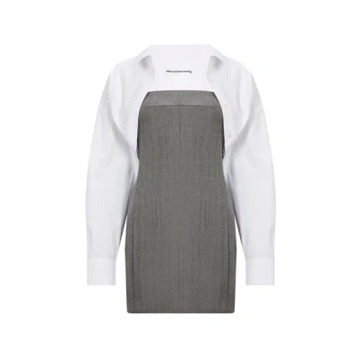 Alexander Wang Wool Mini Dress With Shirt In Gray