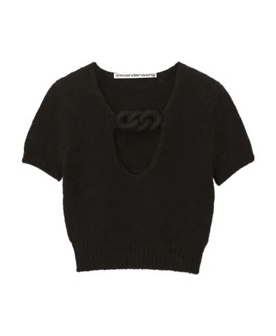 Alexander Wang Rope-detail Cropped Knitted Top In Black