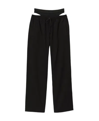 Alexander Wang Rope-drawn Layered Sweatpants In Black