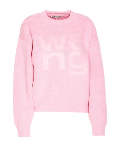 Alexander Wang Round-neck Long-sleeved Sweater In Pink