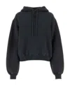 Alexander Wang Rubberised-logo Cotton-blend Hoodie In Gray
