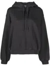 Alexander Wang Rubberised-logo Cotton-blend Hoodie In Grey