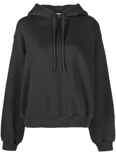 Alexander Wang Rubberised-logo Cotton-blend Hoodie In Grey
