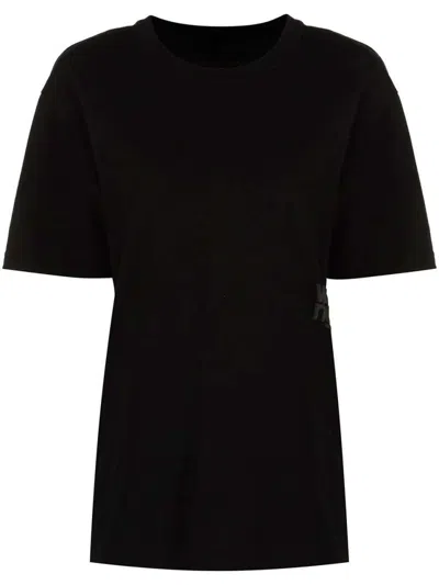 Alexander Wang Rubberised Logo Cotton T-shirt In Black