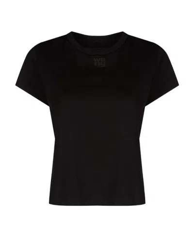 Alexander Wang Essential Jersey Shrunk Tee With Puff Logo And Bound Neck Clothing In Nero