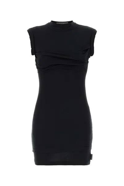 Alexander Wang Ruched Cap Sleeve Bodycon Mini Dress In Black