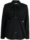 Alexander Wang Ruched Bandeau Shirt In Compact Cotton In Black