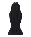 Alexander Wang Ruched Turtleneck Halter Dress In Black