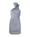 Alexander Wang Cutout Ruched Faux Stretch-suede Halterneck Mini Dress In Gray