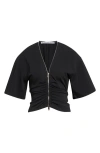 Alexander Wang Ruched Knit Zip Top In Black