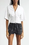 Alexander Wang Gathered T-shirt With Continuous Loop Zipper In White