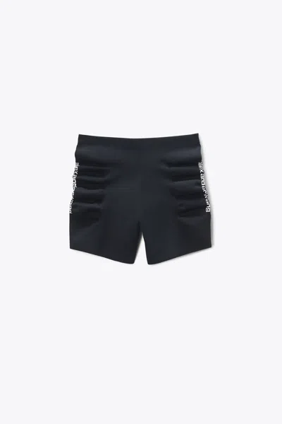 Alexander Wang Ruched Logo Mini Short In Black