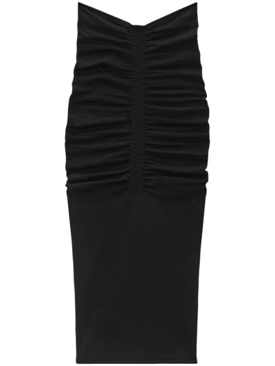 Alexander Wang Ruched Maxi Skirt In Black