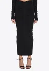 Alexander Wang Ruched Long Skirt In Black