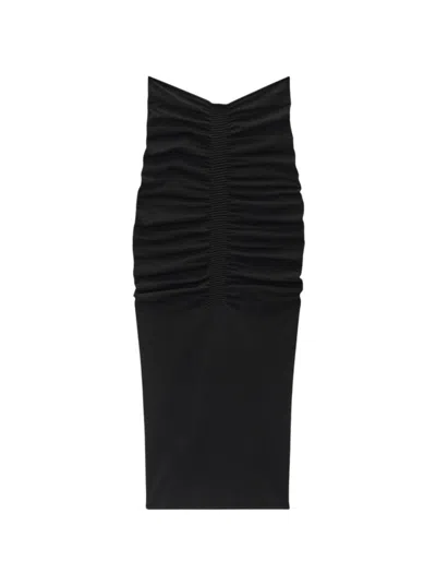 Alexander Wang Ruched Long Skirt In Black
