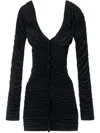 Alexander Wang Ruched Long Sleeve Mini Dress In Black