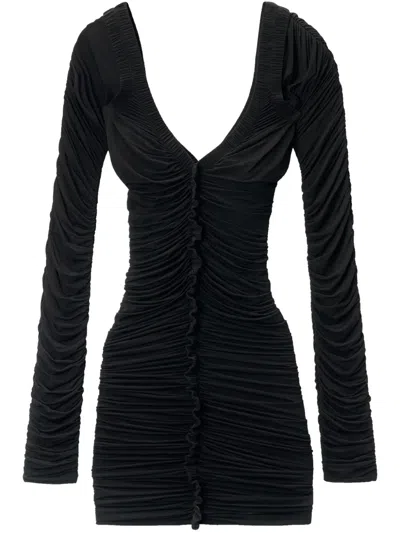 Alexander Wang Ruched Mini Dress In Black