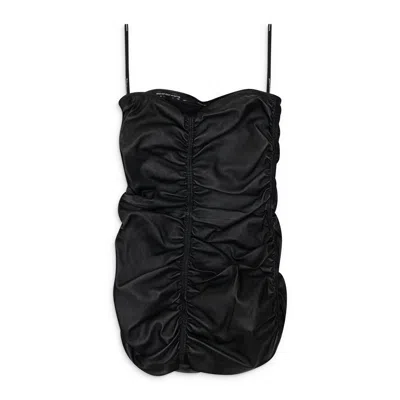 Alexander Wang Ruched Mini Leather Tube Dress Black In S