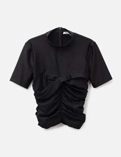Alexander Wang Ruched Mock Neck Top In Black