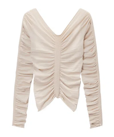 Alexander Wang Ruched Pullover Top In Nude