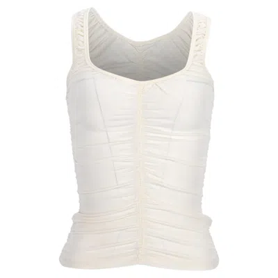 Alexander Wang Ruched Ribbed Jersey Tank Top In White Viscose