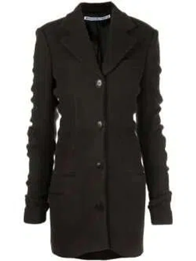 Alexander Wang Ruched Sleeve Wool-blend Jacket In Black