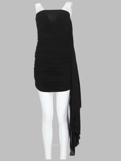 Alexander Wang Ruched Strapless Mini Dress With Draped Side Panel In Black