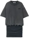 Alexander Wang T-shirtkleid Mit Raffungen In Black