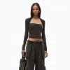 Alexander Wang Ruched Top In Sueded Jersey In Washed Charcoal