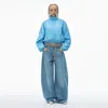 Alexander Wang Ruched Track Jacket In Washed Sky