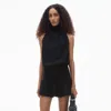 Alexander Wang Ruched Turtleneck Halter Dress In Black
