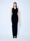 Alexander Wang Women Ruched Wide V Neck Maxi Dress In Black