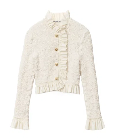 Alexander Wang Ruffle-trim Smocked Jacket In White