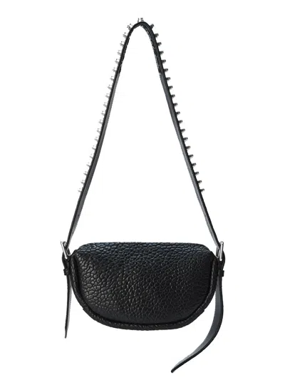 Alexander Wang Ry Leather Shoulder Bag Studded Strap In Black