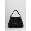 Alexander Wang Grey Cotton Blend Handbag With Drawstring Closure In Black