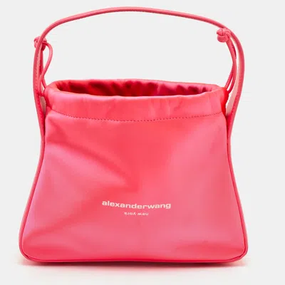 Pre-owned Alexander Wang Ryan Hot Pink Leather And Satin Clutch Bag