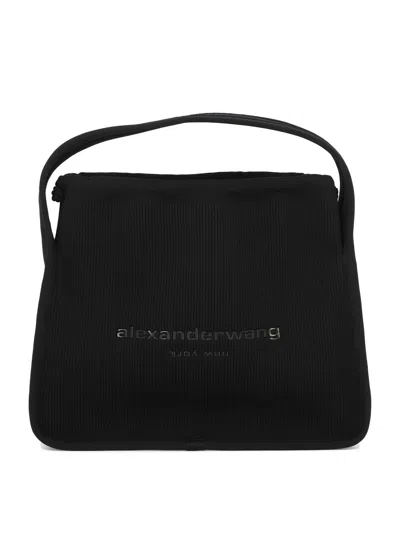 Alexander Wang Large Rib-knit Ryan Handbag In Black