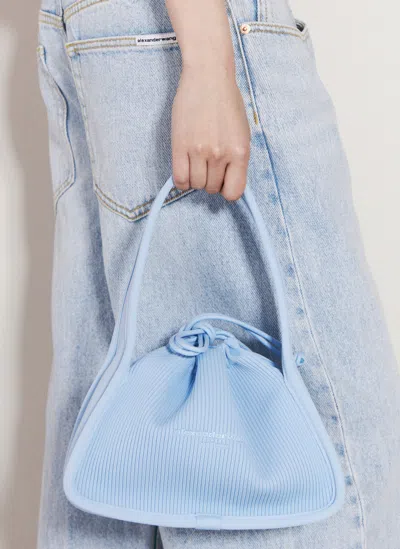 Alexander Wang Small Rib-knit Ryan Handbag In Blue