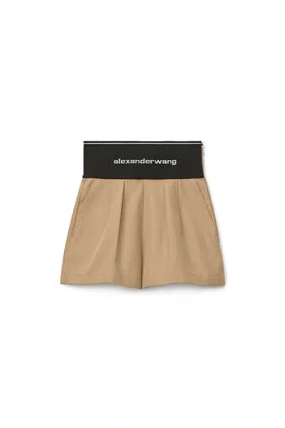 Alexander Wang Safari Logo Shorts Chino In Neutral