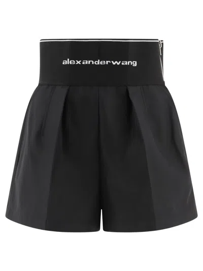 ALEXANDER WANG ALEXANDER WANG SAFARI SHORT WITH EXPOSED ZIPPER AND LOGO ELASTIC
