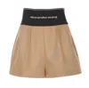 Alexander Wang Cotton And Nylon Shorts With Branded Waistband In Beige