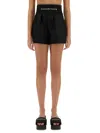 Alexander Wang High Waisted Shorts With Exposed Zipper And Logo Elastic In Black
