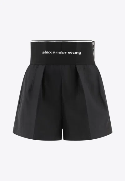 Alexander Wang Safari Shorts With Logo Waistband In Black