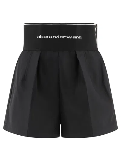 ALEXANDER WANG SAFARI WITH EXPOSED ZIPPER AND LOGO ELASTIC SHORT BLACK