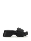 Alexander Wang Float Logo-debossed Platform Slides In Black