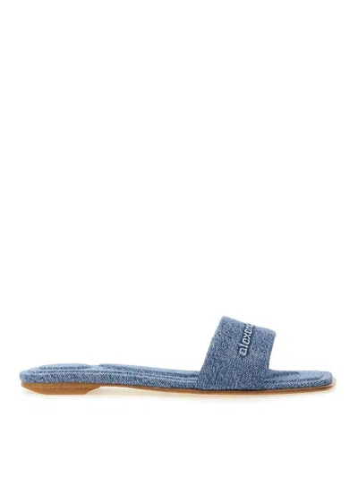 Alexander Wang Vy Slide Sandal In Denim In Blue